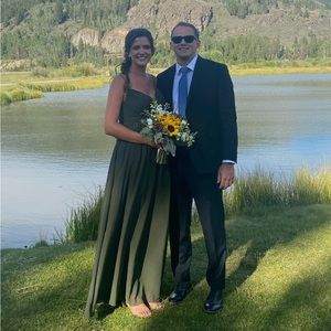 Revelry Lily Dress Chiffon Deep Olive size 8